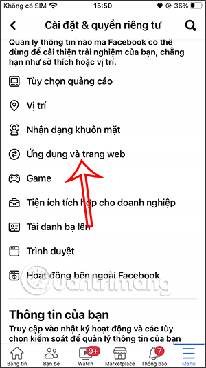 Ứng dụng liên kết Facebook