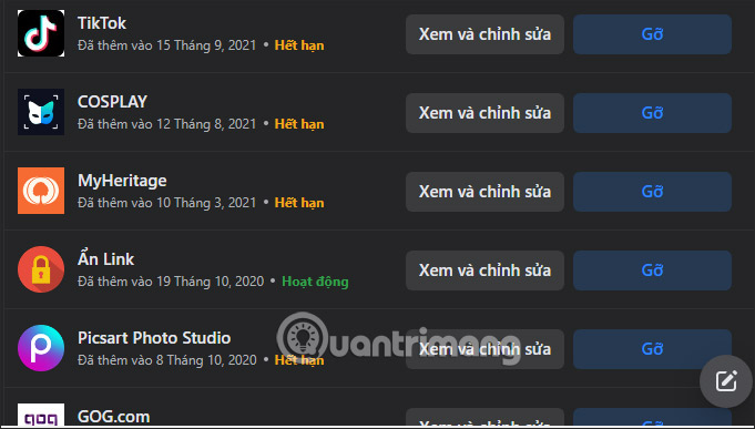 Nhấn vào ứng dụng liên kết Facebook PC