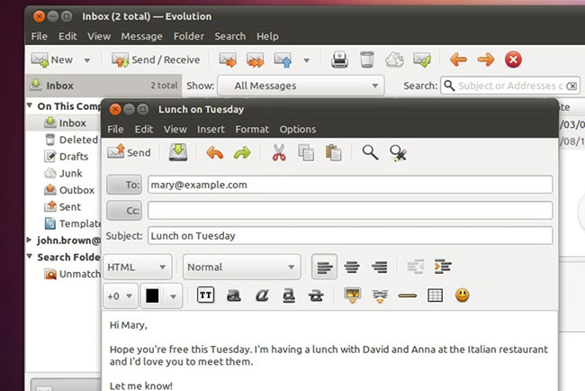 Ứng dụng mail Evolution