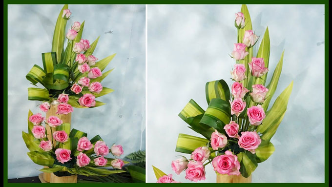 Mẫu cắm hoa hồng trên bàn thờ 5