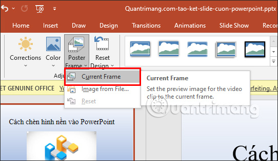 Chọn Current Frame video PowerPoint