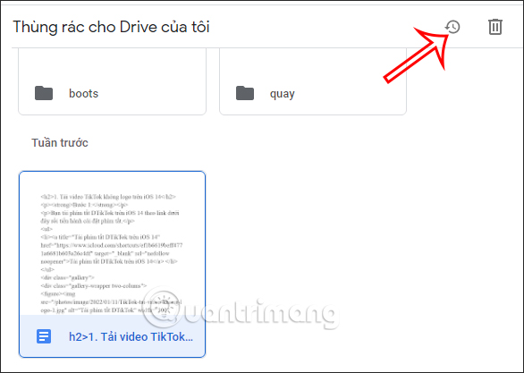 Khôi phục văn bản Google Docs