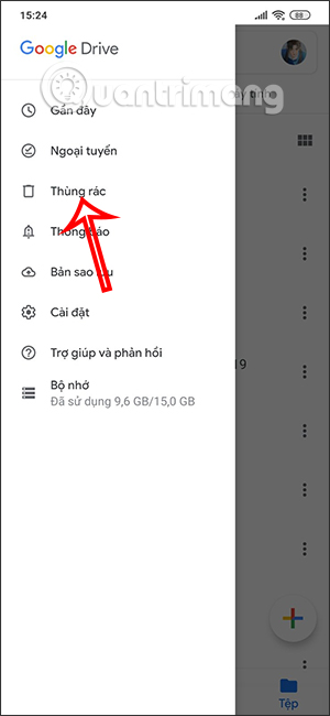 Thùng rác Google Drive điện thoại