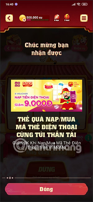 Nhận quà từ Lắc Xì 2022 MoMo