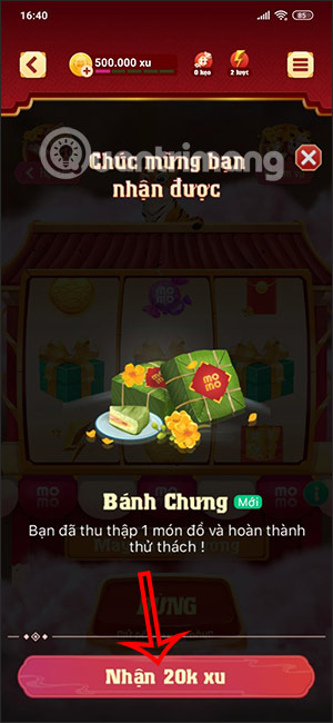 Nhận vật phẩm Lắc Xì 2022 MoMo