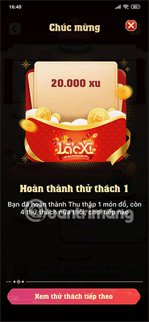 Hoàn thành thử thách đầu tiên Lắc Xì 2022 MoMo