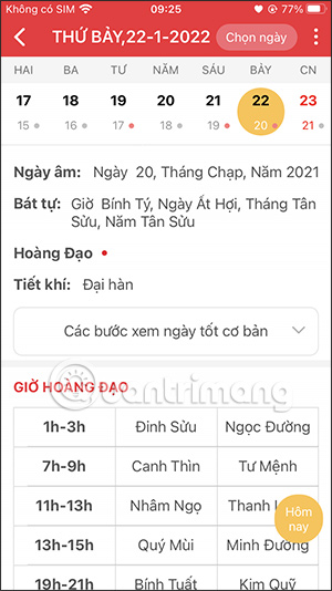 Ngày giờ hoàng đạ