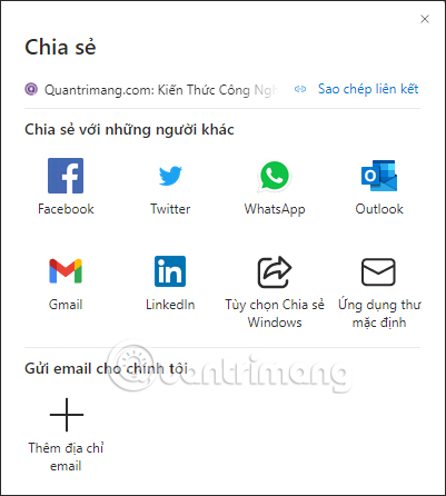 Hỗ trợ chia sẻ trang web