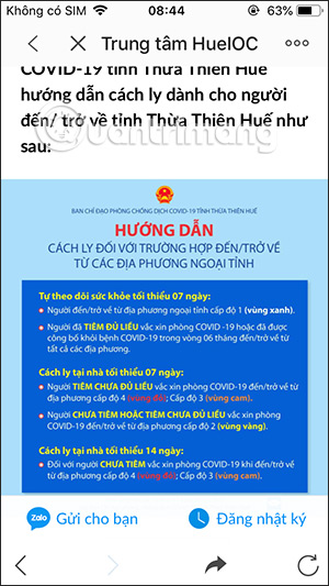 Thông tin cách ly y tế tại từng địa phương