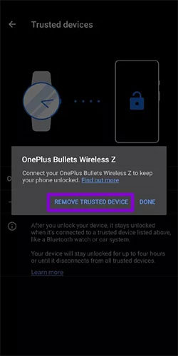 Chọn tùy chọn Remove Trusted Device