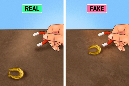 Nhận biết vàng, bạc thật giả bằng nam châm
