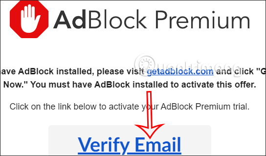 Xác nhận email đăng ký AdBlock Premium