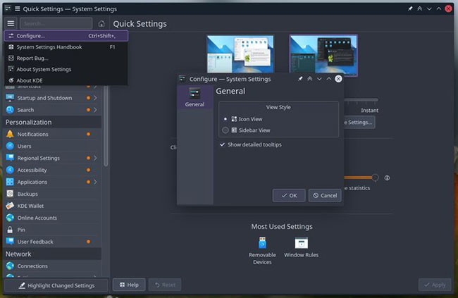 Cài đặt hệ thống của KDE plasma