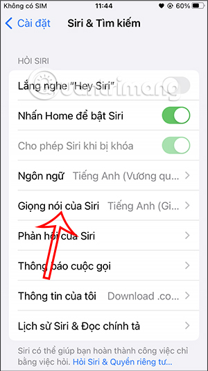 Đổi giọng nói Siri