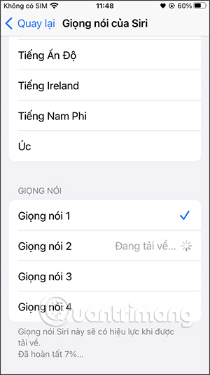 Thay kiểu giọng nói Siri