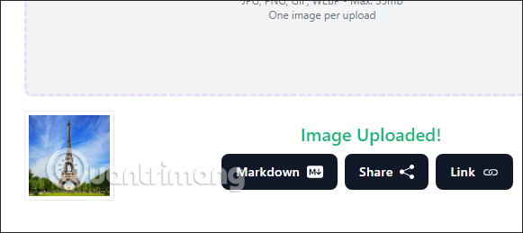 Tùy chọn chia sẻ ảnh trên gpic