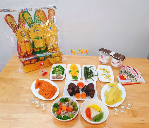 Mâm cơm cúng ông Công ông Táo được trình bày cực đẹp mắt