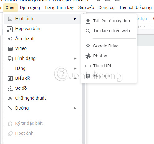 Chèn đối tượng trong Google Slides
