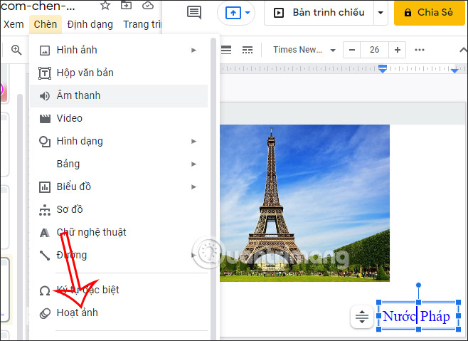 Tạo hiệu ứng câu trả lời trong Google Slides