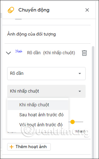 Hiệu ứng câu trả lời trong Google Slides