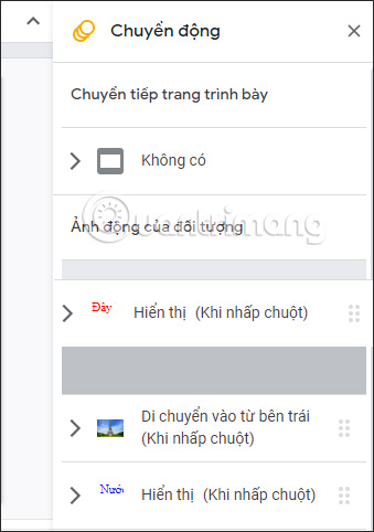 Chỉnh thứ tự hiển thị đối tượng trong Google Slides