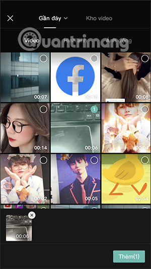 Chọn video trên CapCut
