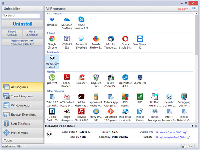 Revo Uninstaller giúp gỡ cài đặt các chương trình