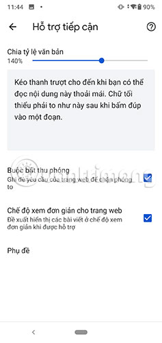 Tích vào hộp kiểm Chế độ xem đơn giản cho các trang web
