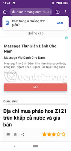 Chọn Xem trang ở chế độ xem đơn giản