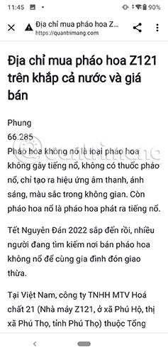 Chế độ xem Reader Mode trên Chrome Android