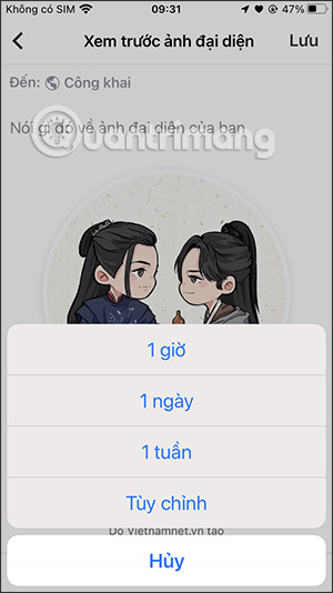 Thời gian dùng khung avatar