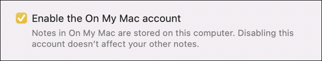 Enable the option “Enable the On My Mac Account”