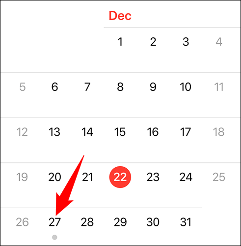 Click on the date of the event you want to delete