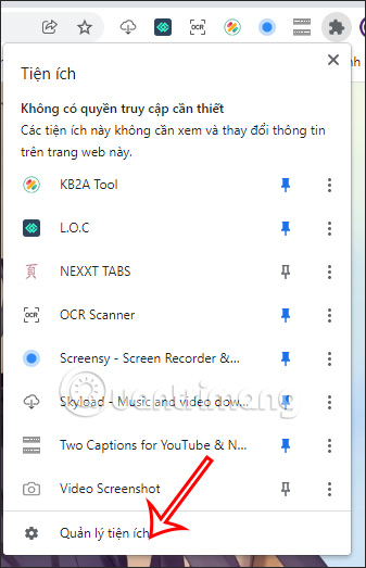 Quản lý tiện ích Chrome