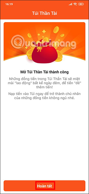 Hoàn tất mở ví MoMo