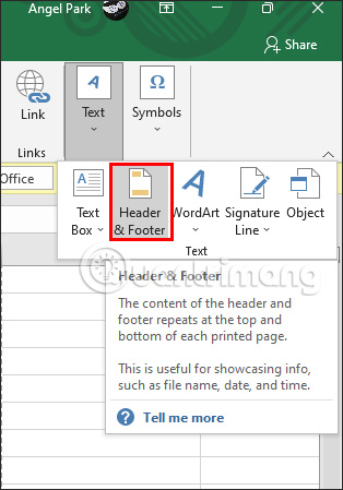 Header/Footer Excel 