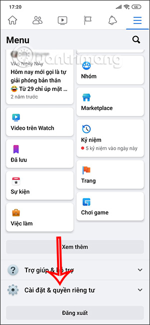 Cài đặt và riêng tư trên Facebook