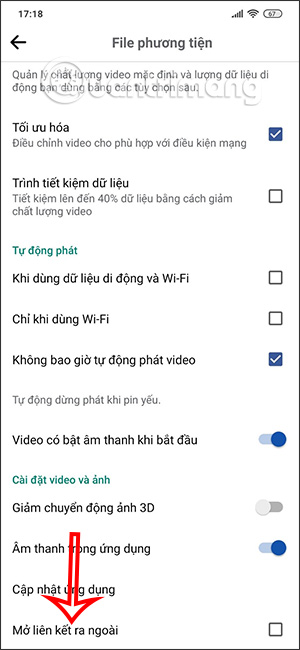 Mở ra ngoài trên Facebook