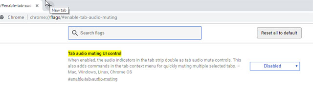 Tab audio muting UI control