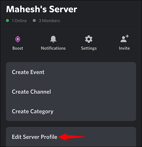 Nhấn vào “Edit Server Profile”