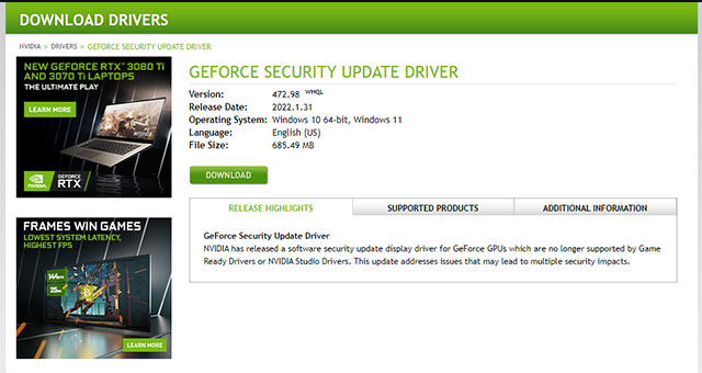 Nvidia phát hành gói cập nhật bảo mật khẩn cấp cho GPU Kepler GTX 700 và 600 series