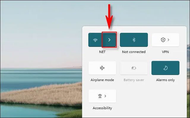 Nhấp vào mũi tên hướng sang phải