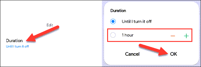 Nhấn vào Duration