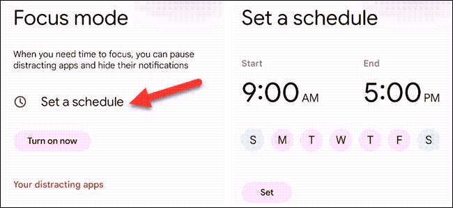 Nhấn vào Set a Schedule để đặt lịch
