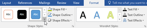 Nhấp vào mũi tên drop-down More
