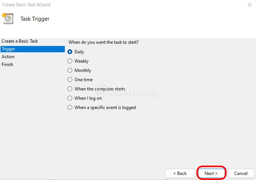 Chọn lịch trình cho task