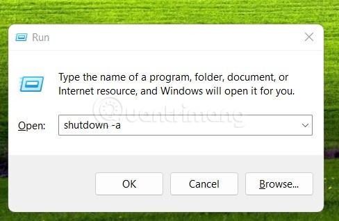 Mở Run để chạy lệnh hủy lịch tắt máy