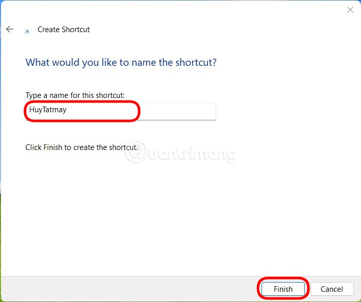 Đặt tên cho shortcut