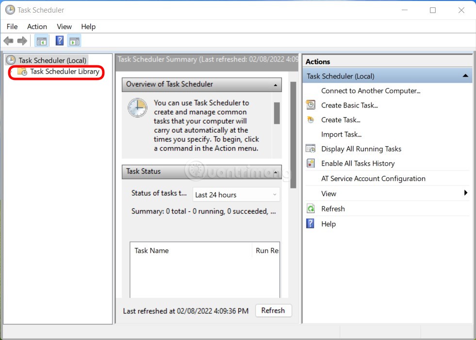 Mở Task Scheduler Library