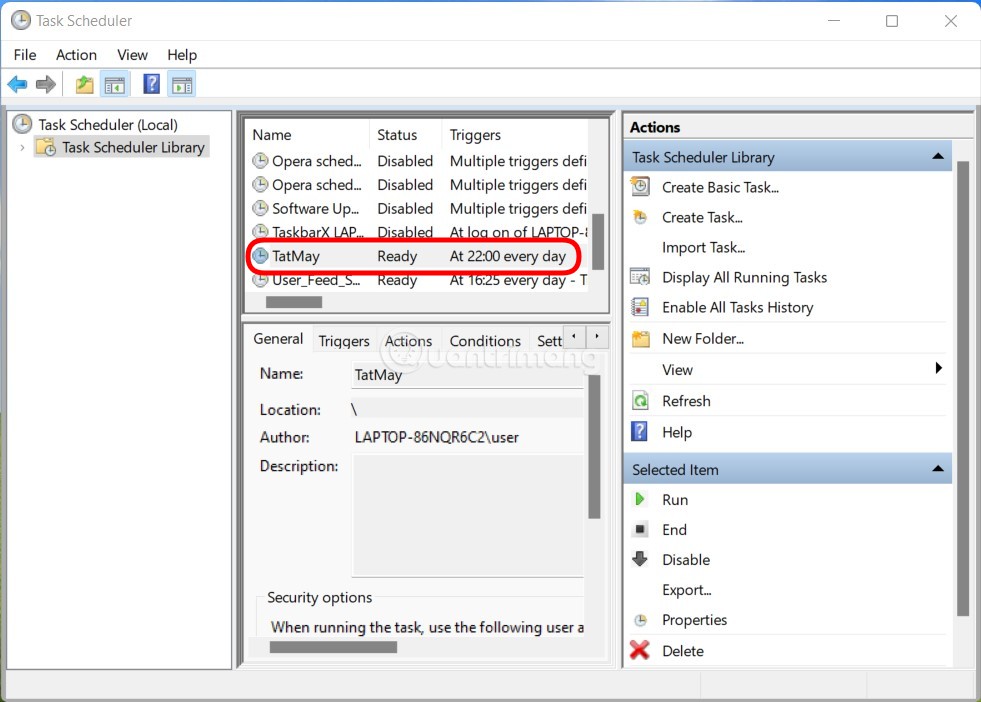 Tìm tới task tắt máy
